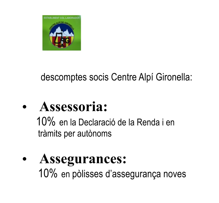 Descomptes en assessoria i assegurances pels socis del Centre Alpí Gironella- Buscallà al Berguedà
